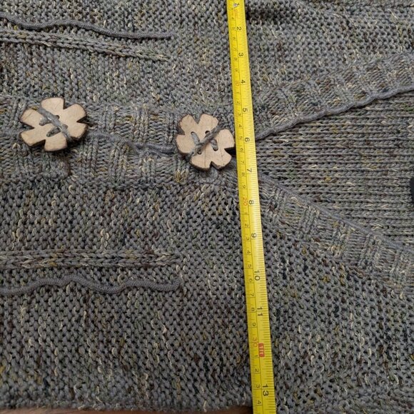 BCBG Maxazria Women's Med 2-Big Floral Button Green Loose Knit Cardigan Acrylic - Picture 12 of 16